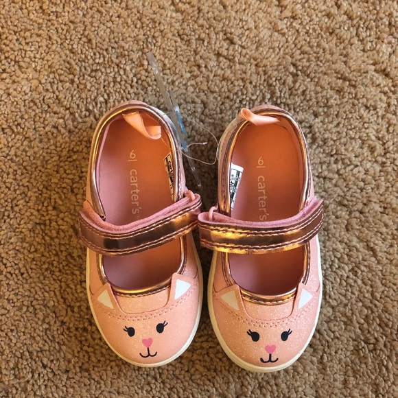 Carters Pink Glitter Cat Shoes-Toddler Girl Size 6 - Picture 2 of 5